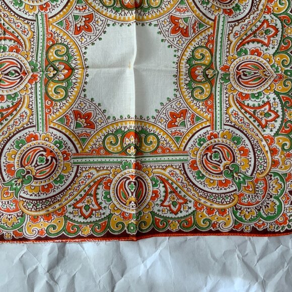 VINTAGE 2 LADIES COTTON HANDKERCHIEFS MOSAIC DESIGN - Picture 5 of 6